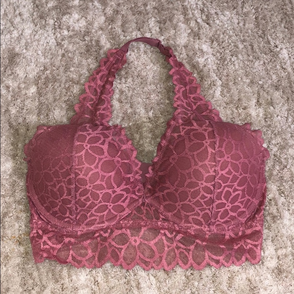 NWOT PINK lace halter bralette